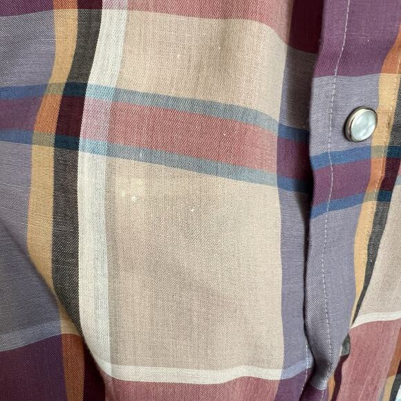 Vintage H BAR C California Ranchwear Plaid Western Button Up Shirt USA Large V16 - Picture 5 of 7